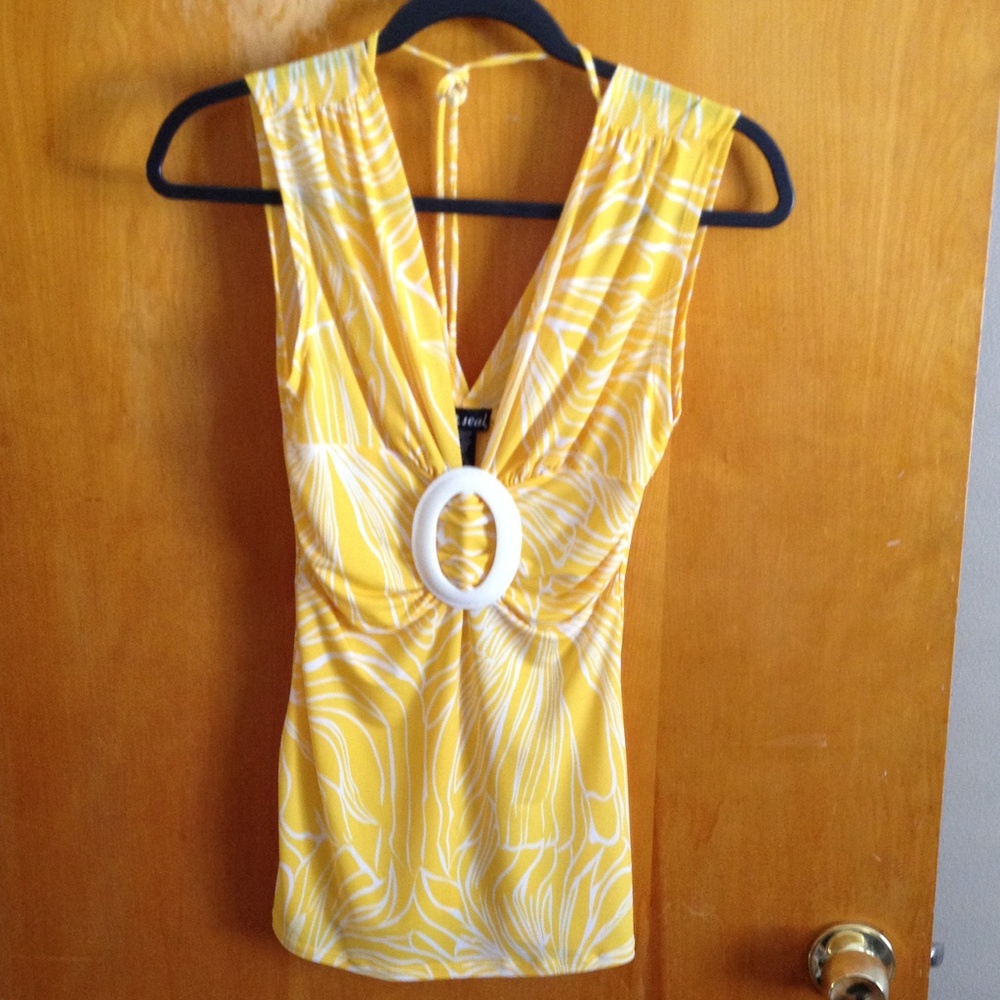 yellow tank top